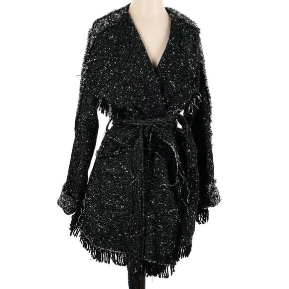 Free People Wool Tweed Fringe Wrap Jacket - Picture 3 of 7